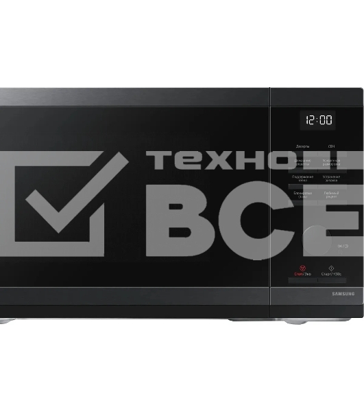 Микроволновая печь Samsung MS23DG4504AGBW черная сталь, 23 л, 800 Вт, переключатели - кнопки/поворотный механизм