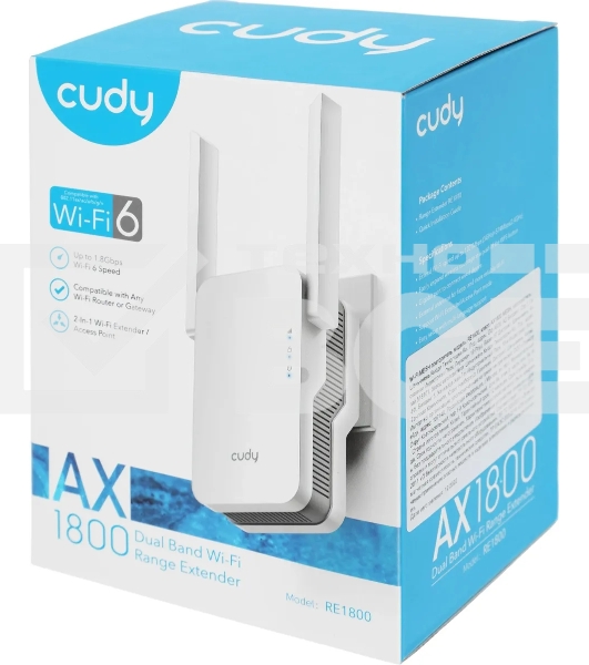 Повторитель беспроводного сигнала Cudy RE1800 AX1800 10/100/1000BASE-TX/Wi-Fi белый