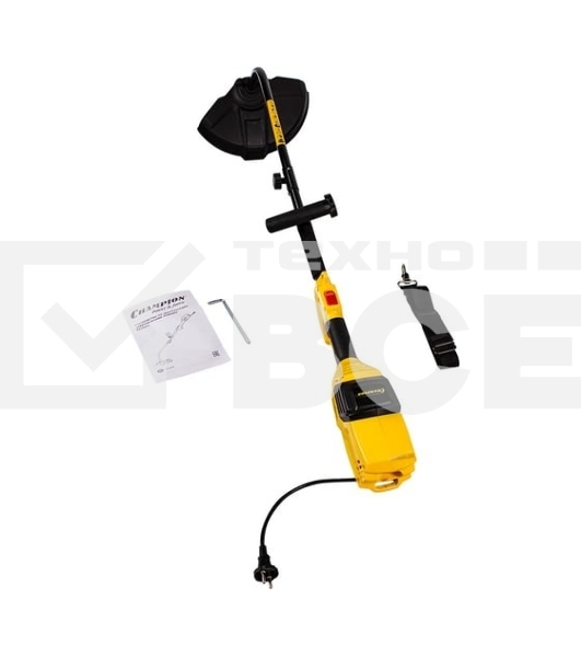 Триммер электрический CHAMPION ET1003A 1000Вт 35см верхний двиг., изогнутая разъемная штанга 3.9кг