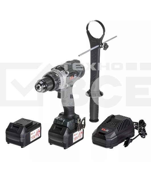 Профессиональный аккумуляторный бесщеточный ударный шуруповерт Klpro KLDM18BHX-50 (18В, Li-ion-2шт, 5.0А·ч, 150Нм, 2 скорости, подсветка, магнитная бита,З/У,в кейсе)