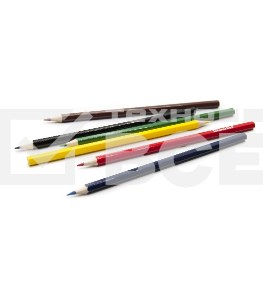 Карандаши цветные Silwerhof Eco 2.65 мм, шестигранный профиль, дерево, ассорти, 6 цветов, коробка с европодвесом