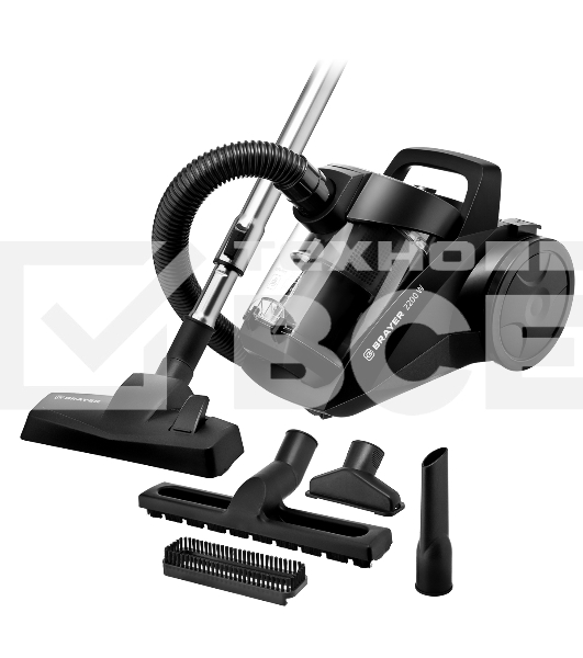 Пылесос циклонного типа BRAYER, 2200Вт, 4л, всасыв 420 Вт, Hepa, телес, 5м, паркетная щетка