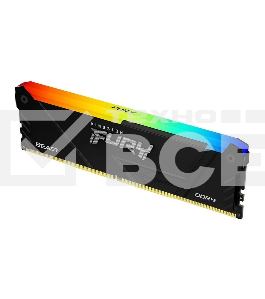 Оперативная память Kingston Fury Beast, DDR4, 8GB (1x8GB), 3600MHz, CL17, с радиатором, RGB, черный