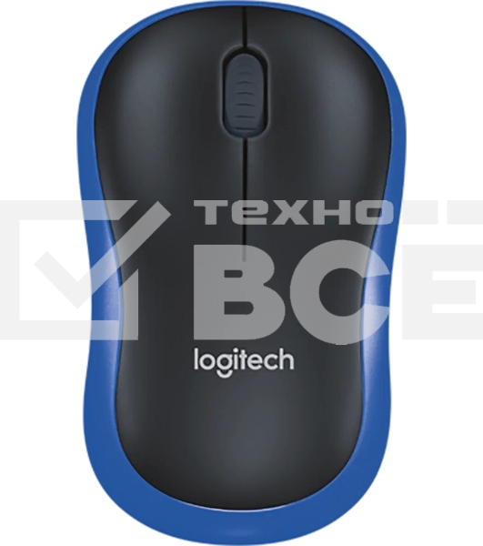 Мышь беспроводная Logitech M186 черный/синий, 1000 dpi, радиоканал, USB, кнопки - 3