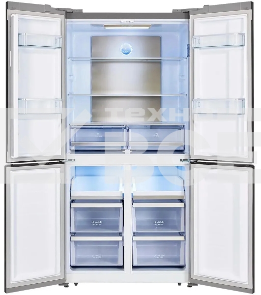 Холодильник LEX LCD505XID серебристый трехкамерный 321/144л морозилка снизу, No Frost, Side by Side