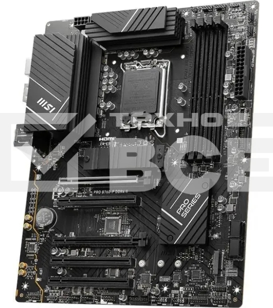 Материнская плата MSI PRO B760-P II, LGA 1700, Intel B760, 4xDDR5, 4xSATA, 2xM.2, 1xPCI-E 4.0 x16, 1xPCI-E 4.0 x4, 3xPCI-E 3.0 x1, 1xHDMI, 1xDP, 1xRJ45 2.5Gb, 1xUSB-C 3.2 Gen 2, 2xUSB-A 3.2 Gen 1, 2xUSB-A 2.0, 5x3.5мм, TOSLINK, 7.1, Standard-ATX