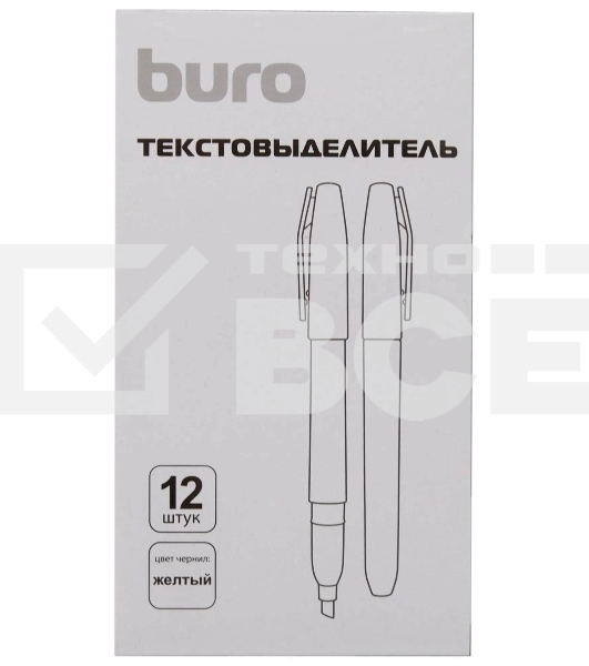 Текстовыделитель Buro Base скошенный пиш. наконечник 1-4мм желтый коробка