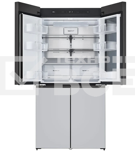 Холодильник LG GR-A24FQAKM серый трехкамерный 382/145л морозилка снизу, No Frost, Side by Side