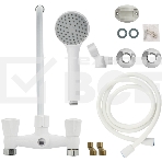 Смеситель в ванную BRIMIX 4402 длинный излив, металлокерамика с шаровым переключением из высокопрочного пластика АБС - БЕЛЫЙ, фото2