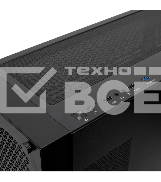 Компьютерный корпус без блока питания Case HSPD M541, Mesh Mid Tower, черный, TG, 0.7 SPCC, no fans, ATX, mATX, mITX, 170/405/210мм, 2x2.5