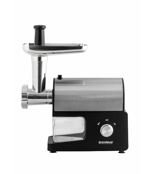 Мясорубка электрическая Endever Sigma-114 черный/стальной, 2600 Вт, 2.0 кг/мин, реверс, защита от перегрузки, металлический лоток, насадки - 5
