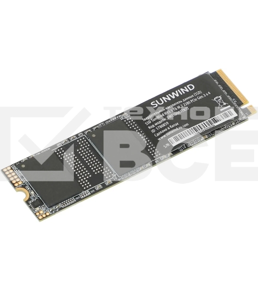 Накопитель SSD SunWind NV3 SWSSD001TN3T, 1Tb, PCIe 3.0 x4, M.2 2280, NVMe, R/W 2000/1600