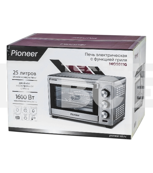 Мини-печь Pioneer MO5011G 25 л, 1600 Вт, серебристый