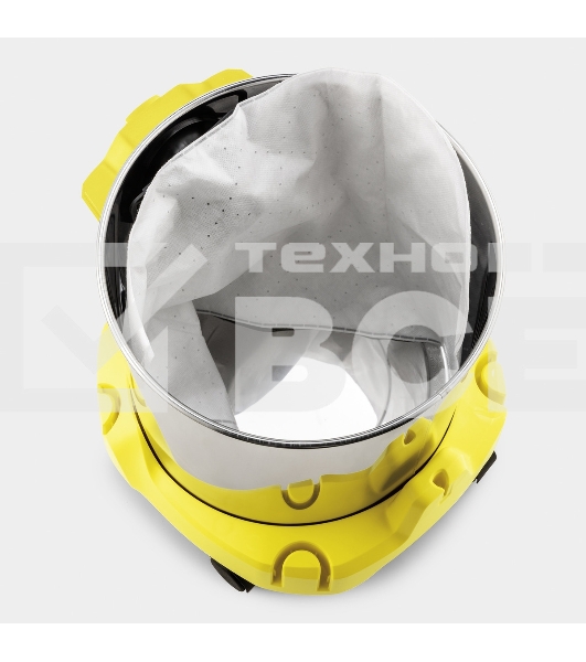 Строительный пылесос Karcher WD 2 Plus S V-15/4/18 желтый, 1000 Вт, уборка сухая/сбор воды, пылесборник мешок/контейнер, 15 л