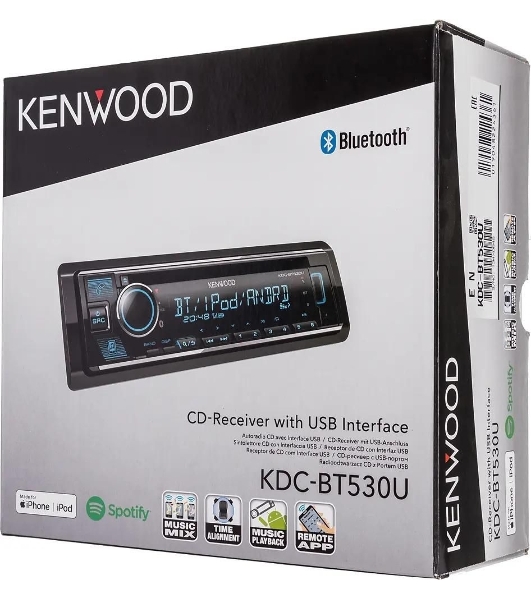 Автомагнитола Kenwood KDC-BT530U, 1 DIN, CD, Bluetooth, USB Type-A, AUX, съёмная панель