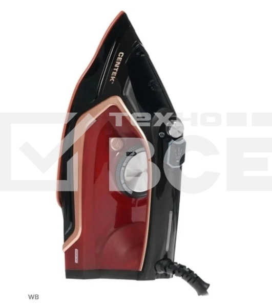Утюг Centek CT-2313 RED 2600 Вт керамическая подошва, 350мл, паровой удар, самоочистка, капля-стоп