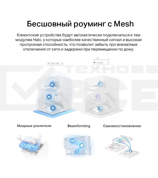 Бесшовный Mesh роутер Mercusys Halo H60X(2-pack) AX1500 10/100/1000BASE-TX белый (упак.:2шт)