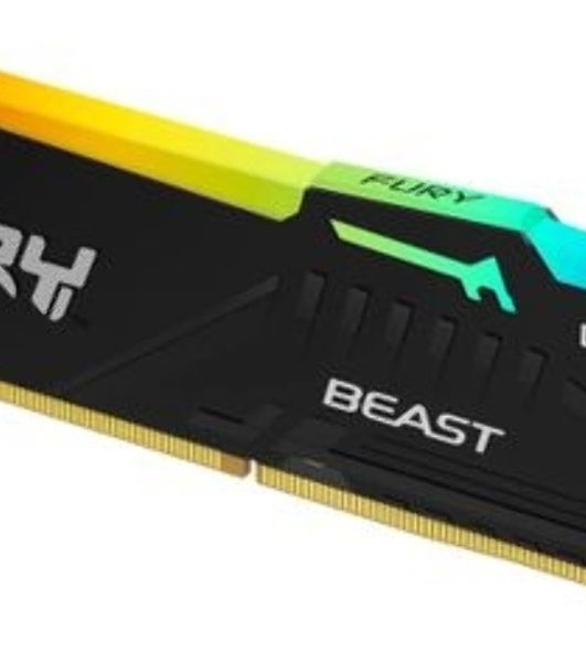 Оперативная память Kingston Fury Beast RGB, DDR5, 32GB (1x32GB), 6400 MHz, CL32, с радиатором, RGB, черный