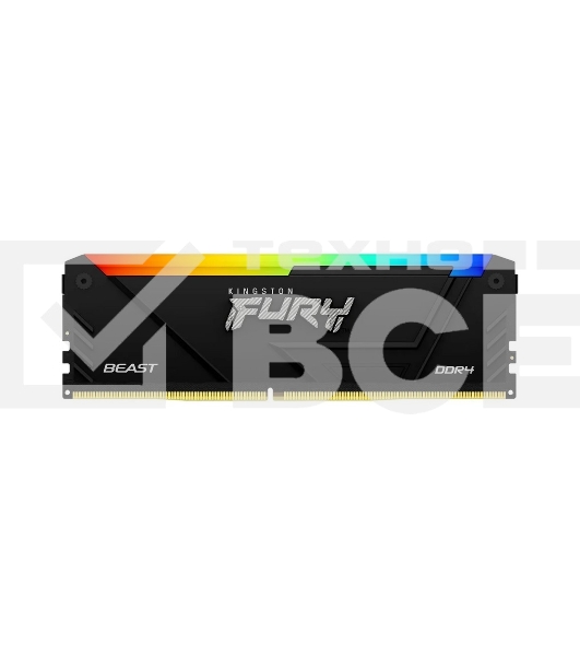 Оперативная память Kingston Fury Beast, DDR4, 8GB (1x8GB), 3600MHz, CL17, с радиатором, RGB, черный
