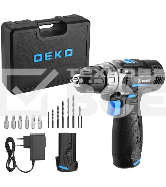 Дрель-шуруповерт Deko DKCD12V PRO Аккумуляторная, Кейс