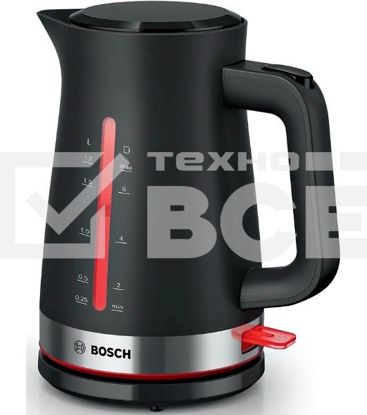 Чайник электрический Bosch TWK4M223 1.7 л, 2400 Вт, черный