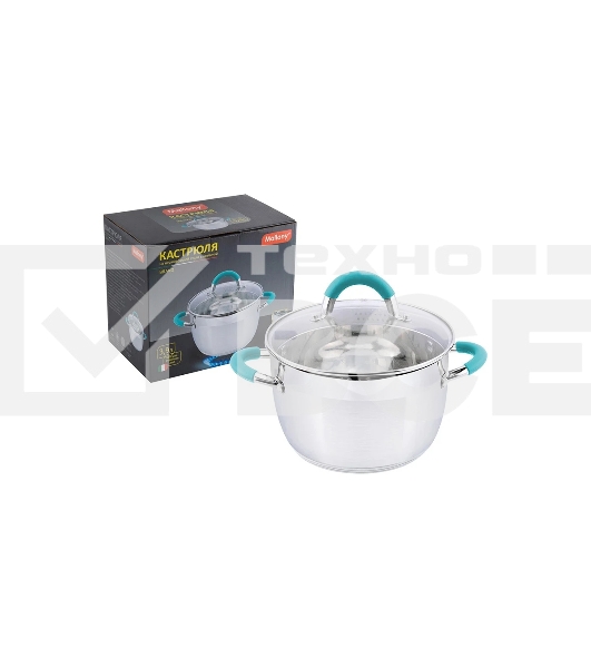 Кастрюля MALLONY BRAVO нержавеющая сталь, со стеклянной крышкой, 3,9 л, d-20