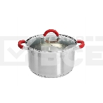 Кастрюля WEBBER BE-344/2 6,6 л, из нержавеющей стали со стеклянной крышкой, фото 1