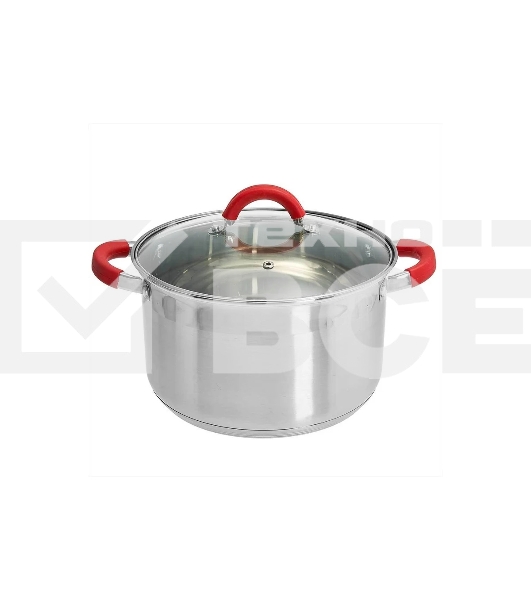 Кастрюля WEBBER BE-344/2 6,6 л, из нержавеющей стали со стеклянной крышкой