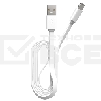 Кабель Maxvi MC-01F white USB-A - microUSB, 2A Плоский кабель, ток макс. нагрузки 2А, макс. напряжение 5V; стандарт USB 2.0; длина 1м, материал PVC, белый, фото 1