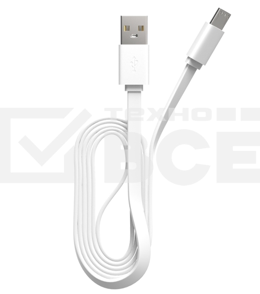 Кабель Maxvi MC-01F white USB-A - microUSB, 2A Плоский кабель, ток макс. нагрузки 2А, макс. напряжение 5V; стандарт USB 2.0; длина 1м, материал PVC, белый