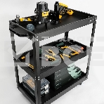 Тележка инструментальная трехсекционная на колесах Deli DL433023 700x350x760мм, до 210кг, толщина полки 0,7мм, толщина стойки 1,2мм, фото3