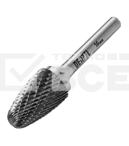Борфреза по металлу Denzel твердосплавная, параболическая, тип-F, 16 мм