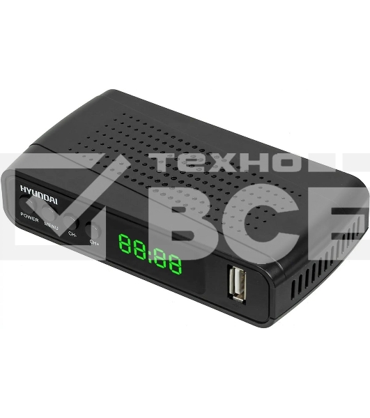 Приставка для цифрового ТВ Hyundai H-DVB520 черный, DVB-T2, DVB-T, DVB-C, HDMI, USB 2.0 х2