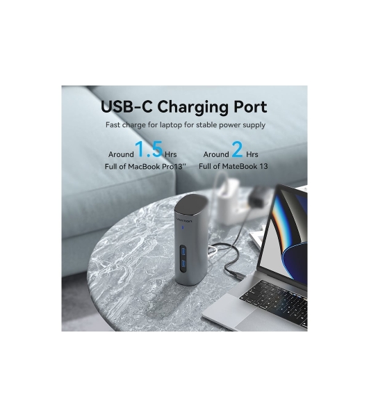 Док-станция Vention TPJH0-EU, USB Type-C, HDMI/VGA/USB/RJ45/SD/3.5мм/PD/DC, USB Type-C
