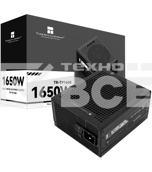 Блок питания Thermalright, 1650W 80+ Platinum (ATX, 3.0, PCIe 5.0, Full modular, 1x24(20+4)pin 600mm, 3xCPU 8(4+4)pin, 4xPCIe*2 8(6+2)pin, 2x12VHPWR PCIe 5.0 12+4pin 600mm, 6xSATA, 5xMOLEX4pin, Active, 120x120mm, 170x150x86mm, OPP, OVP, OTP, OCP, SCP, bla