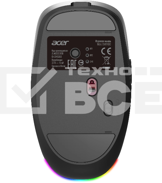 Мышь беспроводная Acer Nitro OMR400 черный, 3200 dpi, радиоканал, Bluetooth, USB, кнопки - 6