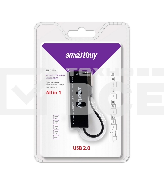 Картридер Smartbuy черный (SBR-717-K). '