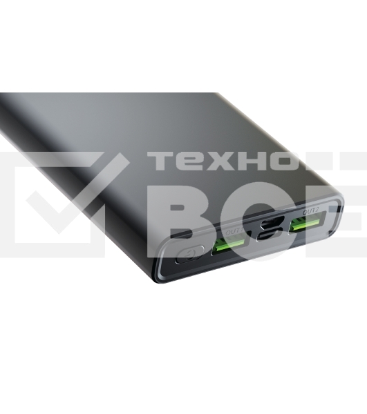 Портативный аккумулятор OLMIO QR-10, 10000mAh, 22.5W, QuickCharge3.0/PowerDelivery, LCD, серый