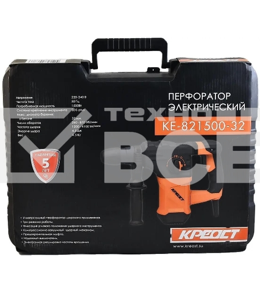 Перфоратор Креост KE-821500-32 SDS-plus уд.:4.5Дж 1500Вт (кейс в комплекте)