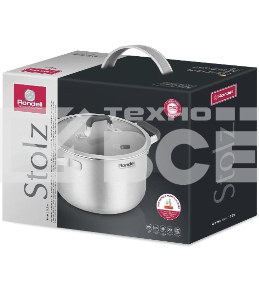 Кастрюля Rondell Stolz RDS-1752, 2.3л, 18см, с крышкой, стальной