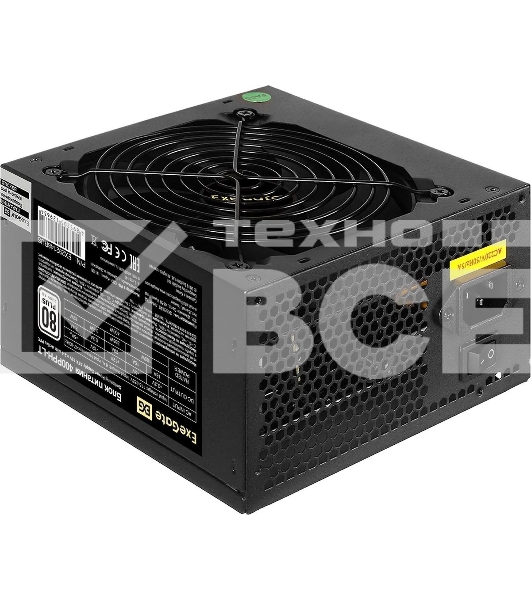 Блок питания ExeGate 400PPH-LT-OEM, 400W, 80 PLUS, (ATX, APFC, SC, КПД 82% (80 PLUS), 12cm fan, 24pin, (4+4)pin, PCI-E, 3xSATA, 3xIDE, black, кабель 220V 1,8м с защитой от выдергивания, RTL)