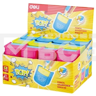 Точилка для карандашей ручная Deli ER00300 PoP 2 отверстия пластик ассорти дисплей