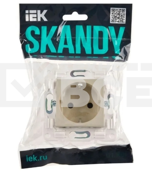 Розетка IEK SKANDY SK-R06B 16А с заземл. защ. штроки б/к бежевый SK-R14-16-1-K10