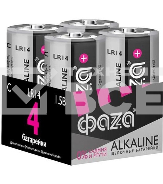 Элемент питания алкалиновый C/LR14 1.5В Alkaline Pack-4 (уп.4шт) ФАZА 5033160