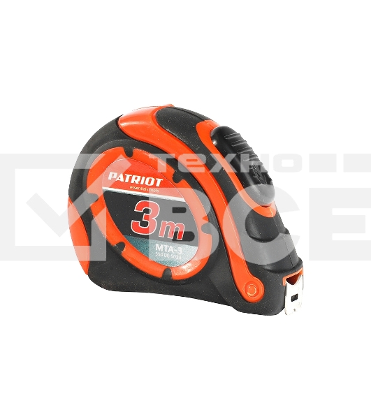 Рулетка PATRIOT MTA-3, автостоп, ударопрочный корпус, обрезиненная, 3м