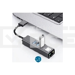 Кабель-адаптер USB3.0 5bites UA3-45-11BK, 3*USB3.0, RJ45 1G, AL, серый, фото2