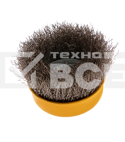 Щетка для УШМ Denzel 75 мм, М14, чашка, витая нержавеющая проволока 0,3 мм
