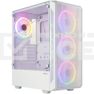 Компьютерный корпус Ginzzu RX330 ATX FAN 12CM FRGb*4 Белый