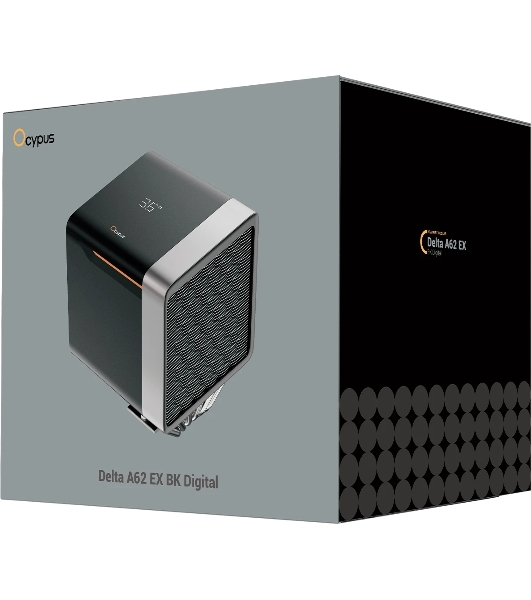 Кулер для процессора Ocypus Delta A62 EX BK Digital, 2x120мм ARGB FAN, Top Display Panel, 6 HEAT PIPES, 4-PIN PWM, 600-1800 RPM, 31DBA, HYDRO BEARING, LGA115X/1200/1700/18XX, AM4/AM5