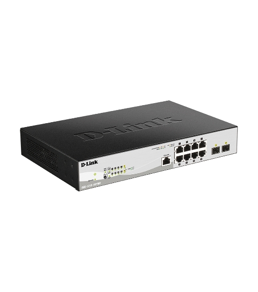 Коммутатор D-Link DGS-1210-10P/ME/B1A, 8×1 Гбит/с + 2×1 Гбит/с SFP, управляемый